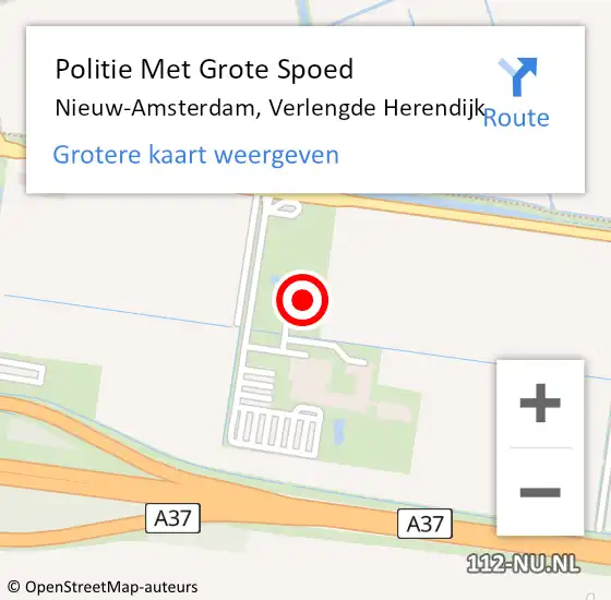 Locatie op kaart van de 112 melding: Politie Met Grote Spoed Naar Nieuw-Amsterdam, Verlengde Herendijk op 2 januari 2023 06:38