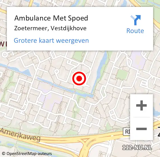 Locatie op kaart van de 112 melding: Ambulance Met Spoed Naar Zoetermeer, Vestdijkhove op 2 januari 2023 07:04