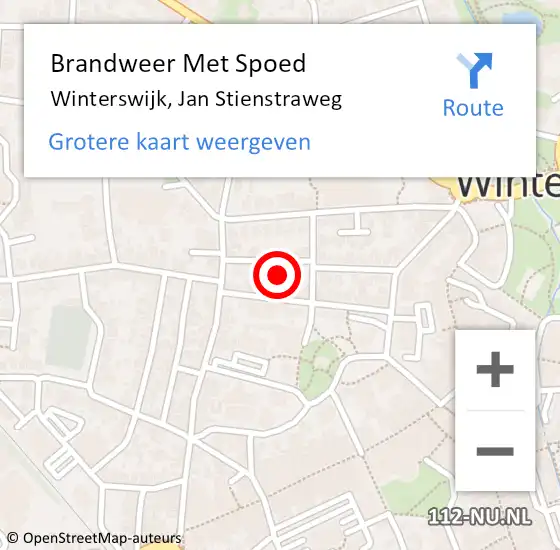 Locatie op kaart van de 112 melding: Brandweer Met Spoed Naar Winterswijk, Jan Stienstraweg op 10 augustus 2014 19:40