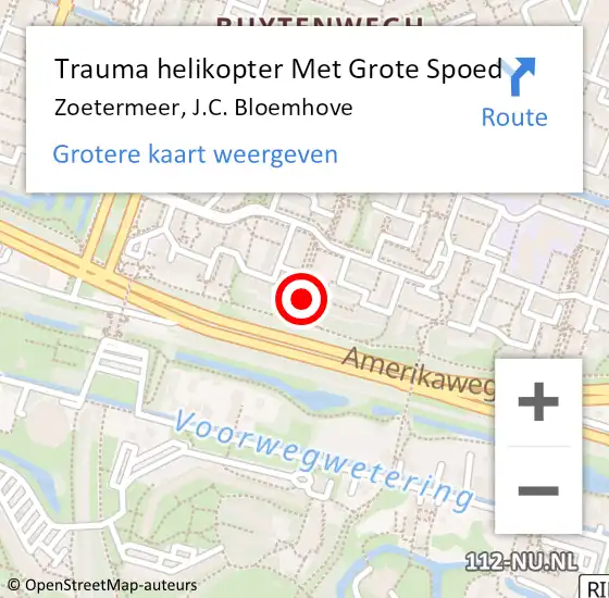 Locatie op kaart van de 112 melding: Trauma helikopter Met Grote Spoed Naar Zoetermeer, J.C. Bloemhove op 2 januari 2023 07:14