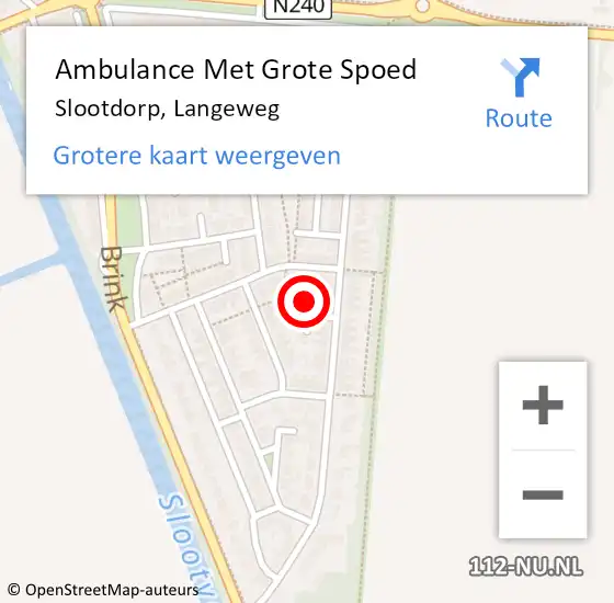 Locatie op kaart van de 112 melding: Ambulance Met Grote Spoed Naar Slootdorp, Langeweg op 2 januari 2023 07:15