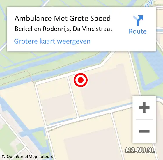 Locatie op kaart van de 112 melding: Ambulance Met Grote Spoed Naar Berkel en Rodenrijs, Da Vincistraat op 2 januari 2023 07:36