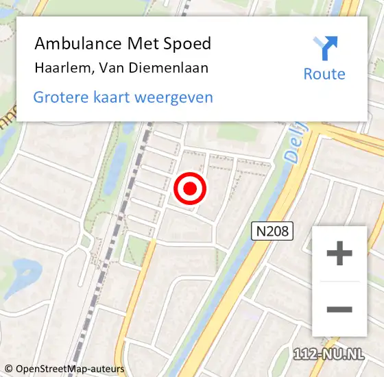 Locatie op kaart van de 112 melding: Ambulance Met Spoed Naar Haarlem, Van Diemenlaan op 2 januari 2023 07:59