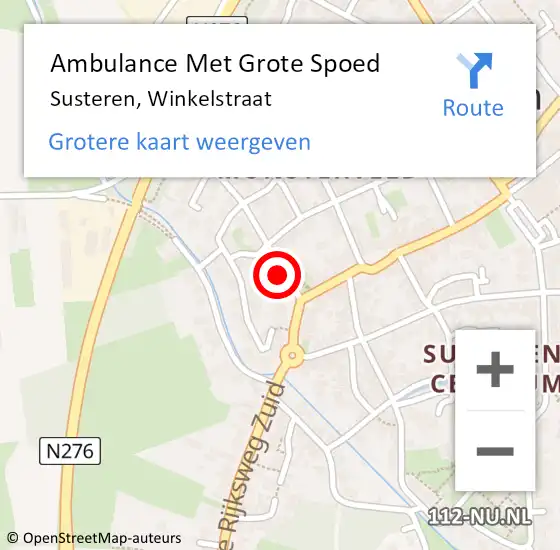 Locatie op kaart van de 112 melding: Ambulance Met Grote Spoed Naar Susteren, Winkelstraat op 10 augustus 2014 19:49