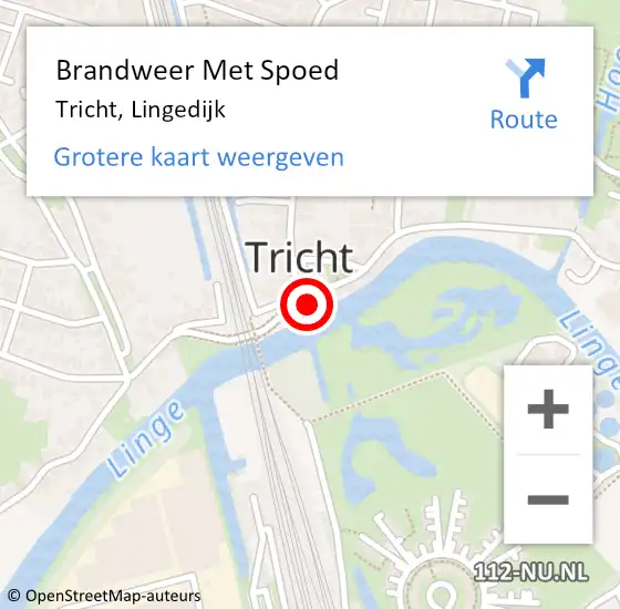 Locatie op kaart van de 112 melding: Brandweer Met Spoed Naar Tricht, Lingedijk op 2 januari 2023 08:58