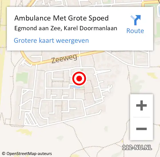 Locatie op kaart van de 112 melding: Ambulance Met Grote Spoed Naar Egmond aan Zee, Karel Doormanlaan op 2 januari 2023 08:59
