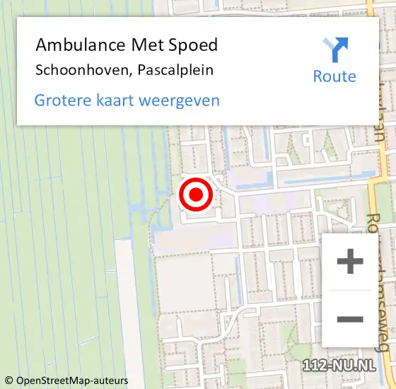 Locatie op kaart van de 112 melding: Ambulance Met Spoed Naar Schoonhoven, Pascalplein op 2 januari 2023 09:11