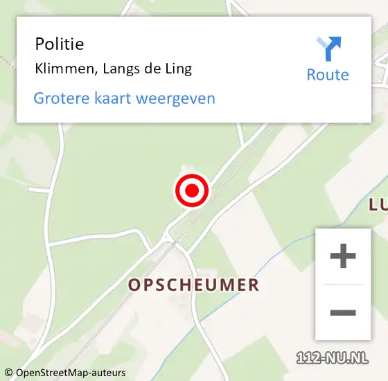 Locatie op kaart van de 112 melding: Politie Klimmen, Langs de Ling op 2 januari 2023 09:26