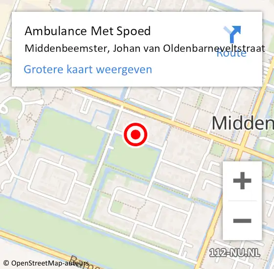 Locatie op kaart van de 112 melding: Ambulance Met Spoed Naar Middenbeemster, Johan van Oldenbarneveltstraat op 2 januari 2023 09:28