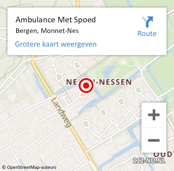 Locatie op kaart van de 112 melding: Ambulance Met Spoed Naar Bergen, Monnet-Nes op 2 januari 2023 09:35