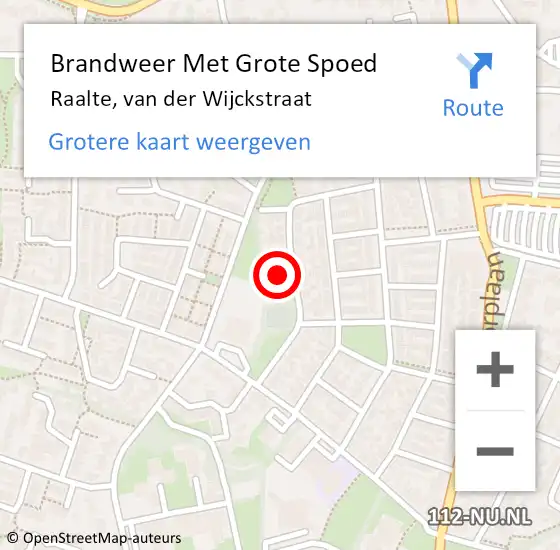 Locatie op kaart van de 112 melding: Brandweer Met Grote Spoed Naar Raalte, van der Wijckstraat op 2 januari 2023 10:17