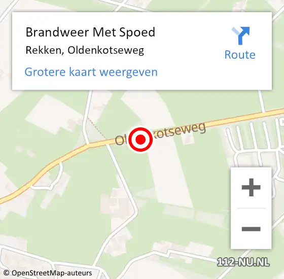 Locatie op kaart van de 112 melding: Brandweer Met Spoed Naar Rekken, Oldenkotseweg op 10 augustus 2014 20:05
