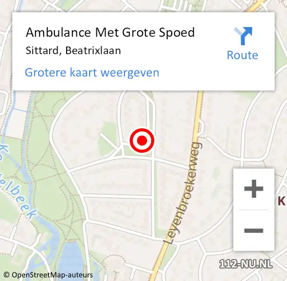 Locatie op kaart van de 112 melding: Ambulance Met Grote Spoed Naar Sittard, Beatrixlaan op 2 januari 2023 10:39