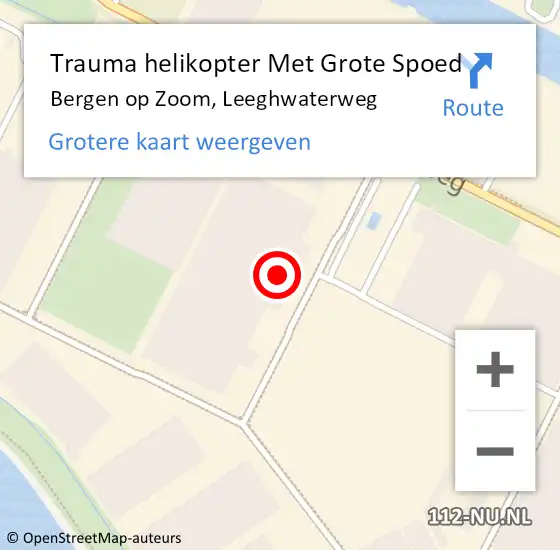 Locatie op kaart van de 112 melding: Trauma helikopter Met Grote Spoed Naar Bergen op Zoom, Leeghwaterweg op 2 januari 2023 10:45