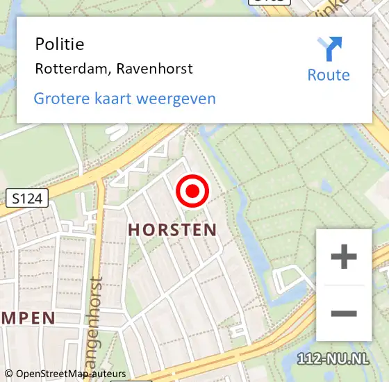 Locatie op kaart van de 112 melding: Politie Rotterdam, Ravenhorst op 2 januari 2023 10:45