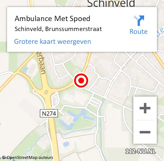 Locatie op kaart van de 112 melding: Ambulance Met Spoed Naar Schinveld, Brunssummerstraat op 10 augustus 2014 20:08