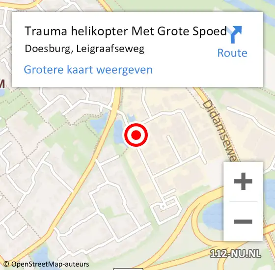 Locatie op kaart van de 112 melding: Trauma helikopter Met Grote Spoed Naar Doesburg, Leigraafseweg op 2 januari 2023 11:21