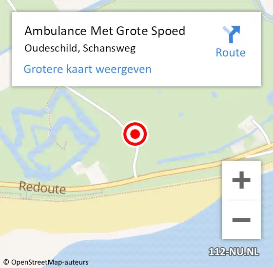 Locatie op kaart van de 112 melding: Ambulance Met Grote Spoed Naar Oudeschild, Schansweg op 2 januari 2023 11:38