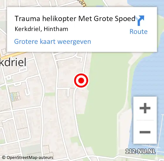 Locatie op kaart van de 112 melding: Trauma helikopter Met Grote Spoed Naar Kerkdriel, Hintham op 2 januari 2023 11:52