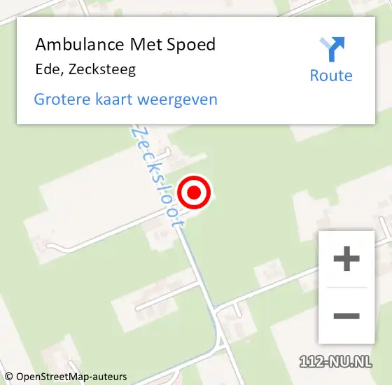 Locatie op kaart van de 112 melding: Ambulance Met Spoed Naar Ede, Zecksteeg op 2 januari 2023 11:57