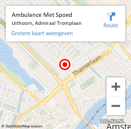 Locatie op kaart van de 112 melding: Ambulance Met Spoed Naar Uithoorn, Admiraal Tromplaan op 2 januari 2023 12:00