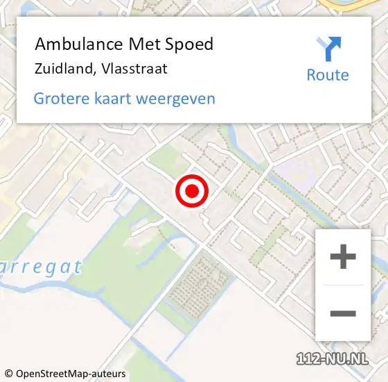 Locatie op kaart van de 112 melding: Ambulance Met Spoed Naar Zuidland, Vlasstraat op 2 januari 2023 12:16