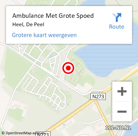 Locatie op kaart van de 112 melding: Ambulance Met Grote Spoed Naar Heel, De Peel op 2 januari 2023 12:25