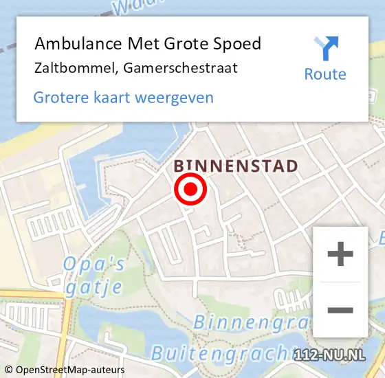 Locatie op kaart van de 112 melding: Ambulance Met Grote Spoed Naar Zaltbommel, Gamerschestraat op 2 januari 2023 12:57