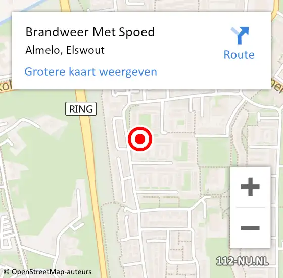 Locatie op kaart van de 112 melding: Brandweer Met Spoed Naar Almelo, Elswout op 2 januari 2023 12:58