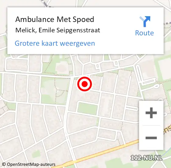 Locatie op kaart van de 112 melding: Ambulance Met Spoed Naar Melick, Emile Seipgensstraat op 11 oktober 2013 08:47