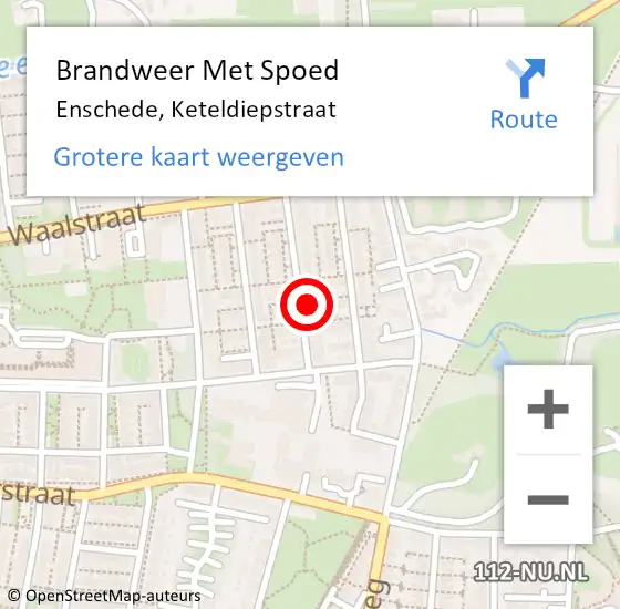 Locatie op kaart van de 112 melding: Brandweer Met Spoed Naar Enschede, Keteldiepstraat op 2 januari 2023 13:01