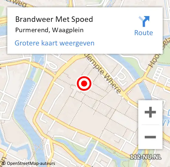 Locatie op kaart van de 112 melding: Brandweer Met Spoed Naar Purmerend, Waagplein op 2 januari 2023 13:12