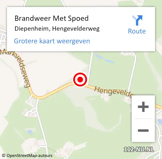 Locatie op kaart van de 112 melding: Brandweer Met Spoed Naar Diepenheim, Hengevelderweg op 10 augustus 2014 20:29