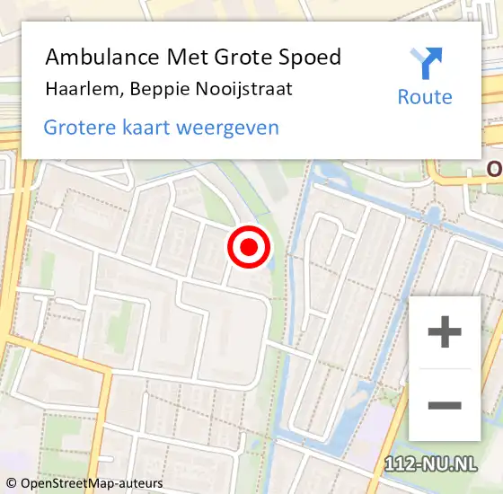 Locatie op kaart van de 112 melding: Ambulance Met Grote Spoed Naar Haarlem, Beppie Nooijstraat op 2 januari 2023 13:22