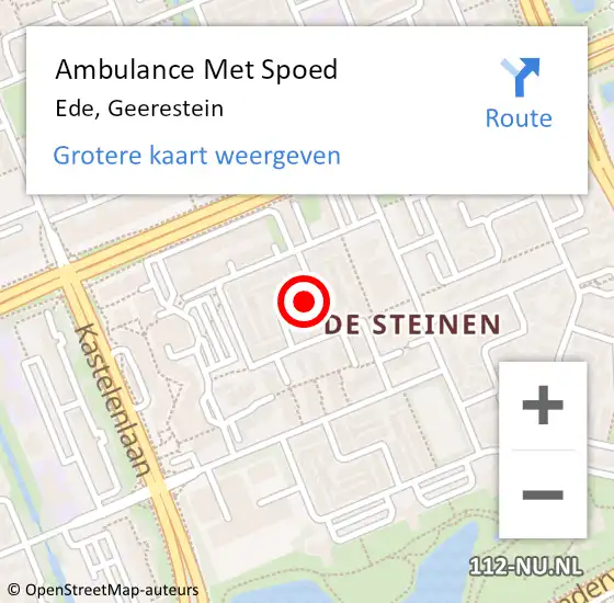 Locatie op kaart van de 112 melding: Ambulance Met Spoed Naar Ede, Geerestein op 2 januari 2023 13:30