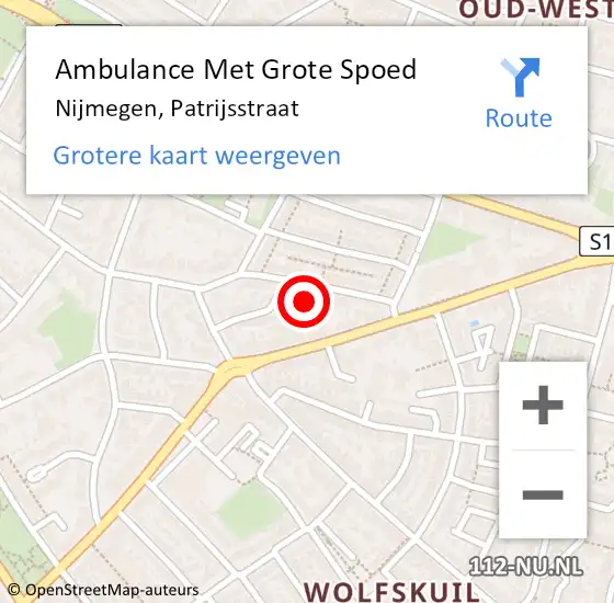 Locatie op kaart van de 112 melding: Ambulance Met Grote Spoed Naar Nijmegen, Patrijsstraat op 2 januari 2023 13:42