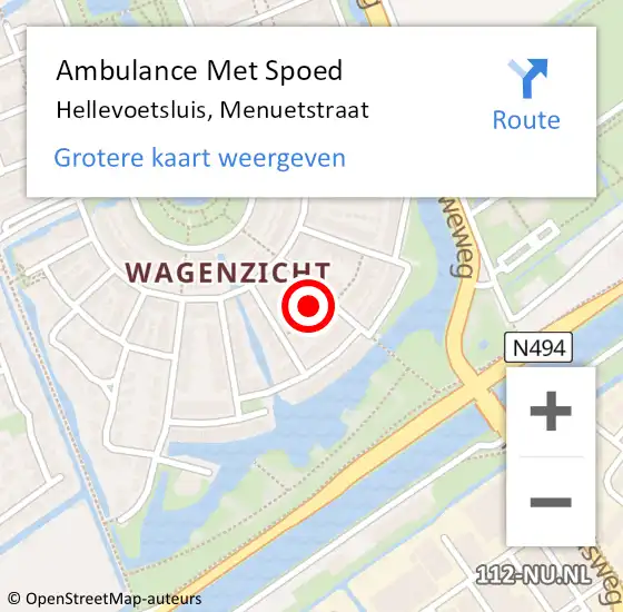 Locatie op kaart van de 112 melding: Ambulance Met Spoed Naar Hellevoetsluis, Menuetstraat op 2 januari 2023 13:57