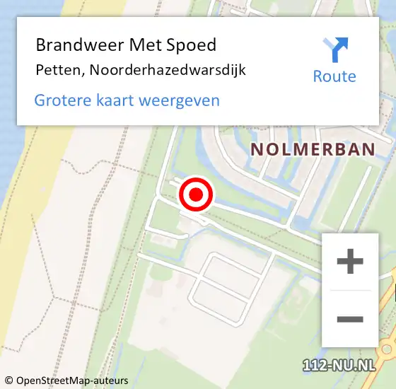 Locatie op kaart van de 112 melding: Brandweer Met Spoed Naar Petten, Noorderhazedwarsdijk op 2 januari 2023 14:36