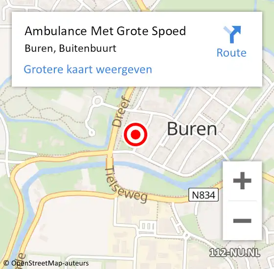 Locatie op kaart van de 112 melding: Ambulance Met Grote Spoed Naar Buren, Buitenbuurt op 2 januari 2023 14:39
