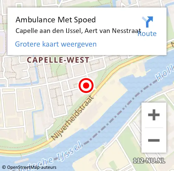 Locatie op kaart van de 112 melding: Ambulance Met Spoed Naar Capelle aan den IJssel, Aert van Nesstraat op 2 januari 2023 14:53