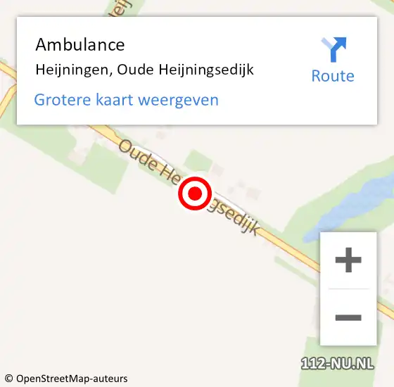 Locatie op kaart van de 112 melding: Ambulance Heijningen, Oude Heijningsedijk op 10 augustus 2014 20:40