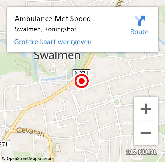 Locatie op kaart van de 112 melding: Ambulance Met Spoed Naar Swalmen, Koningshof op 2 januari 2023 15:12