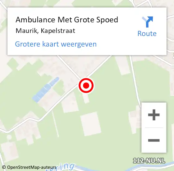 Locatie op kaart van de 112 melding: Ambulance Met Grote Spoed Naar Maurik, Kapelstraat op 2 januari 2023 15:15