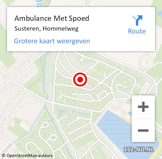 Locatie op kaart van de 112 melding: Ambulance Met Spoed Naar Susteren, Hommelweg op 2 januari 2023 15:25