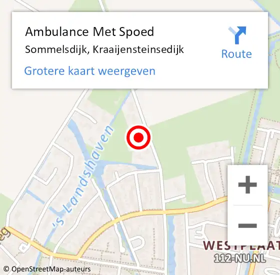 Locatie op kaart van de 112 melding: Ambulance Met Spoed Naar Sommelsdijk, Kraaijensteinsedijk op 2 januari 2023 15:35