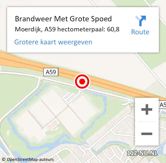 Locatie op kaart van de 112 melding: Brandweer Met Grote Spoed Naar Moerdijk, A59 hectometerpaal: 60,8 op 2 januari 2023 15:43