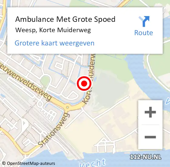 Locatie op kaart van de 112 melding: Ambulance Met Grote Spoed Naar Weesp, Korte Muiderweg op 2 januari 2023 15:48