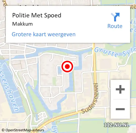 Locatie op kaart van de 112 melding: Politie Met Spoed Naar Makkum op 2 januari 2023 16:01