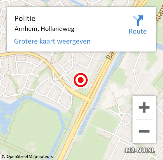 Locatie op kaart van de 112 melding: Politie Arnhem, Hollandweg op 2 januari 2023 16:08