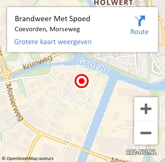 Locatie op kaart van de 112 melding: Brandweer Met Spoed Naar Coevorden, Morseweg op 2 januari 2023 16:12